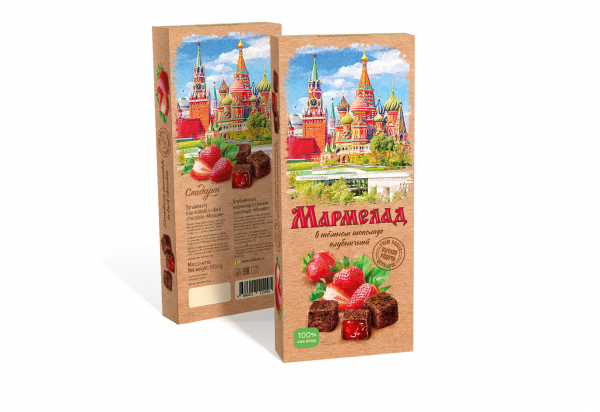 №2 Сладарт Мармелад Клубничный в темном шоколаде, 150г  в Крымске