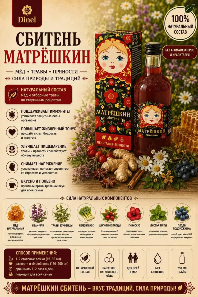  Сбитень Матрёшкин, 250мл  в Крымске